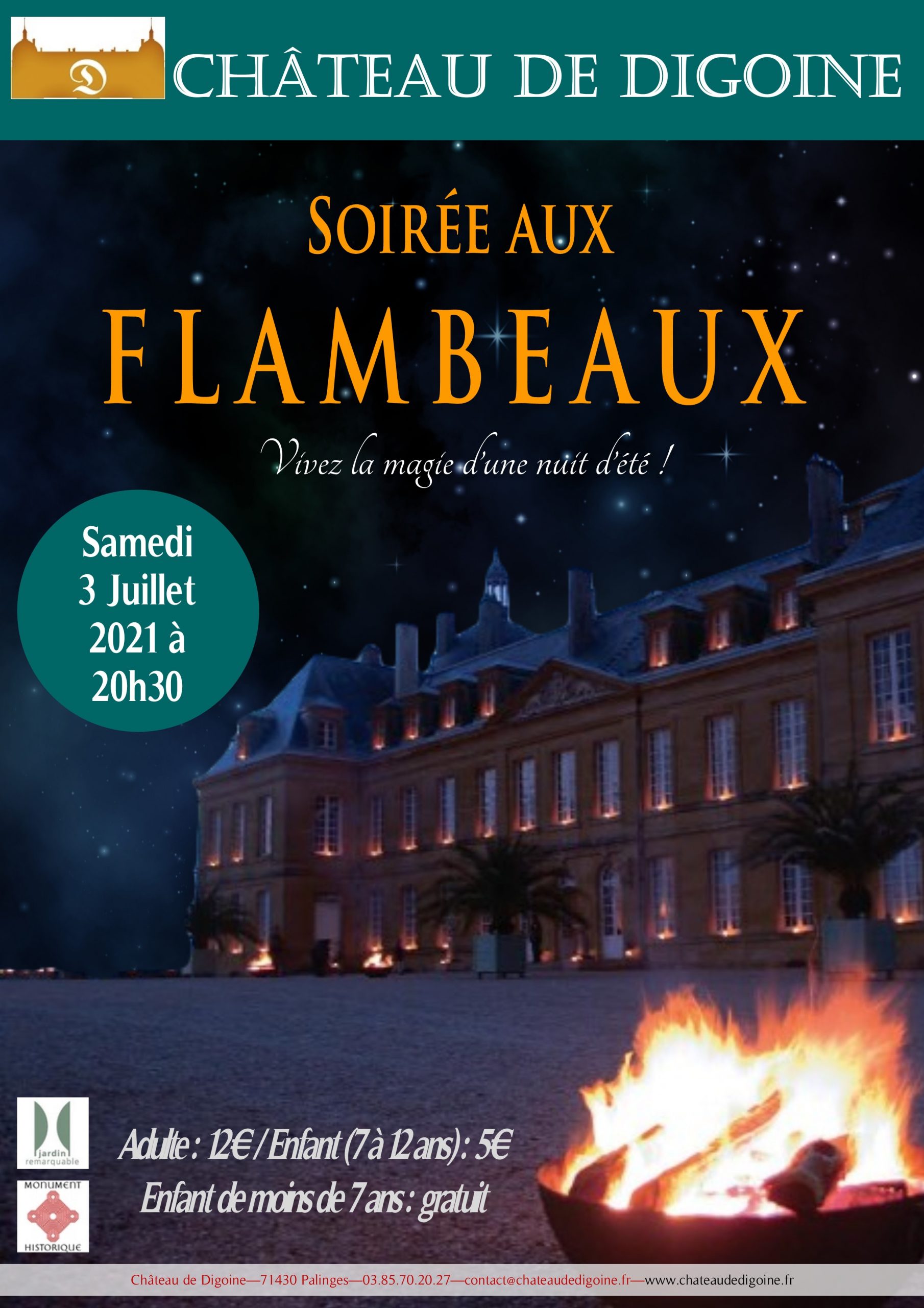 Affiche soirée aux flambeaux Château de Digoine